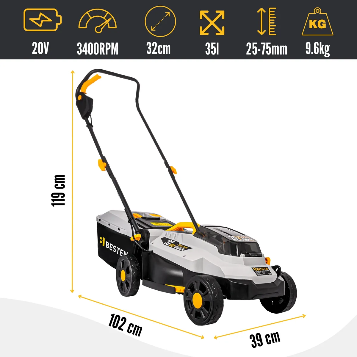 Kosiarka akumulatorowa BESTEN BE0002908 - specyfikacja
